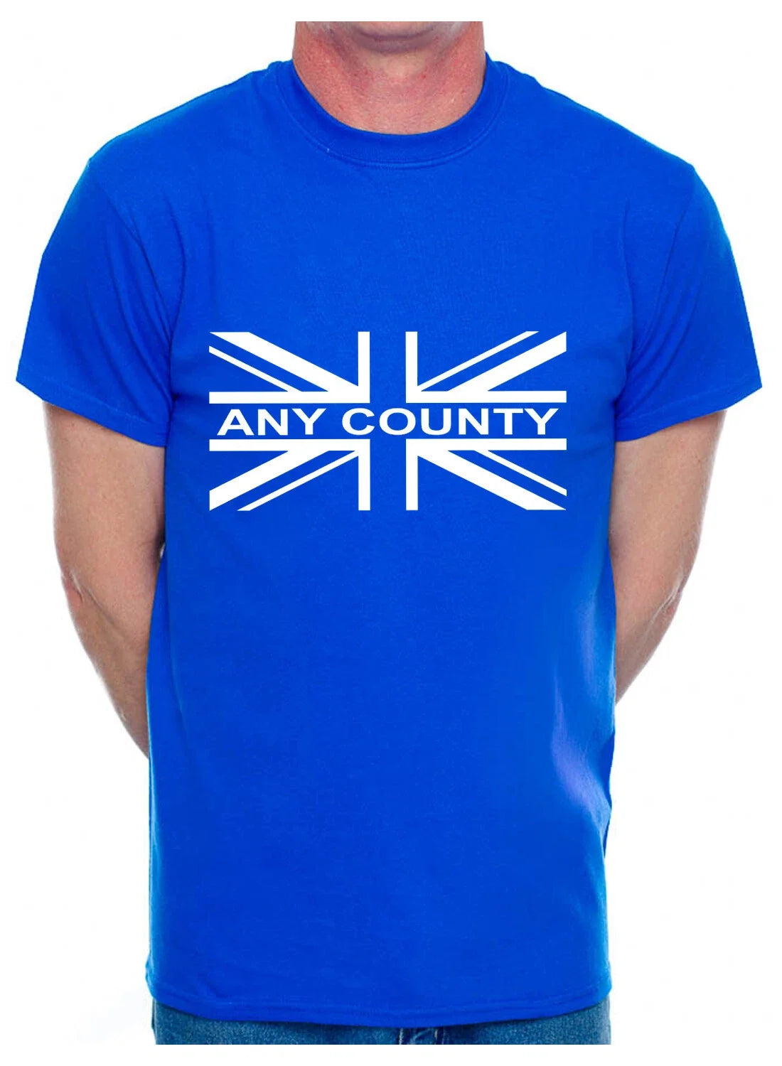 Personalised Mens T-Shirt Union Jack Any County Name Your Choice Of Name