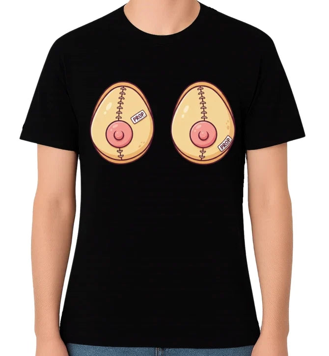 Funny Fake Boobs Costume Graphic Unisex T-Shirt Party Joke Humour Tee