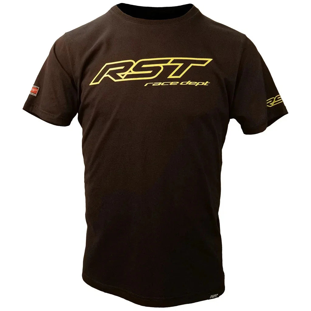 RST T-Shirt Race Department Logo Black Flo Yellow Motorcycle Casual Cotton