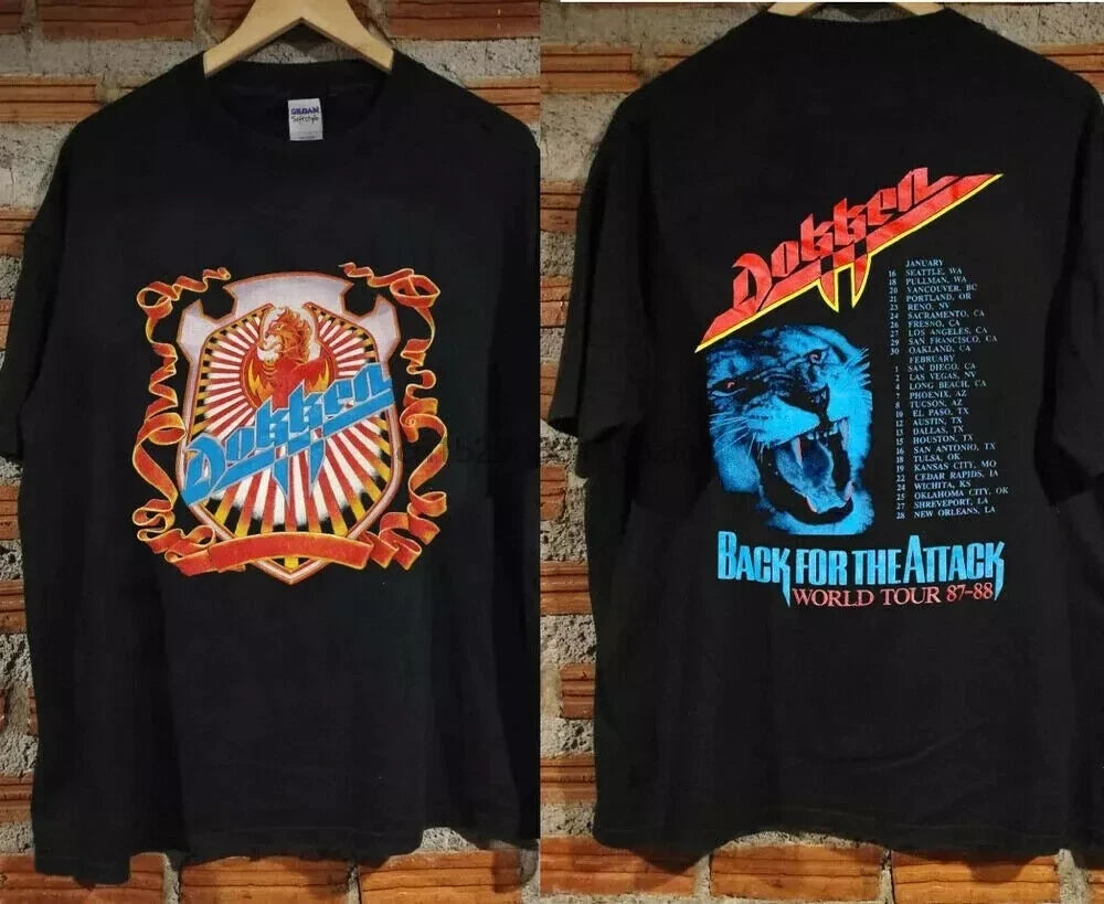 hot Vintage 1987 DOKKEN Back For The Attack Tour T-Shirt reprint usa sizesale