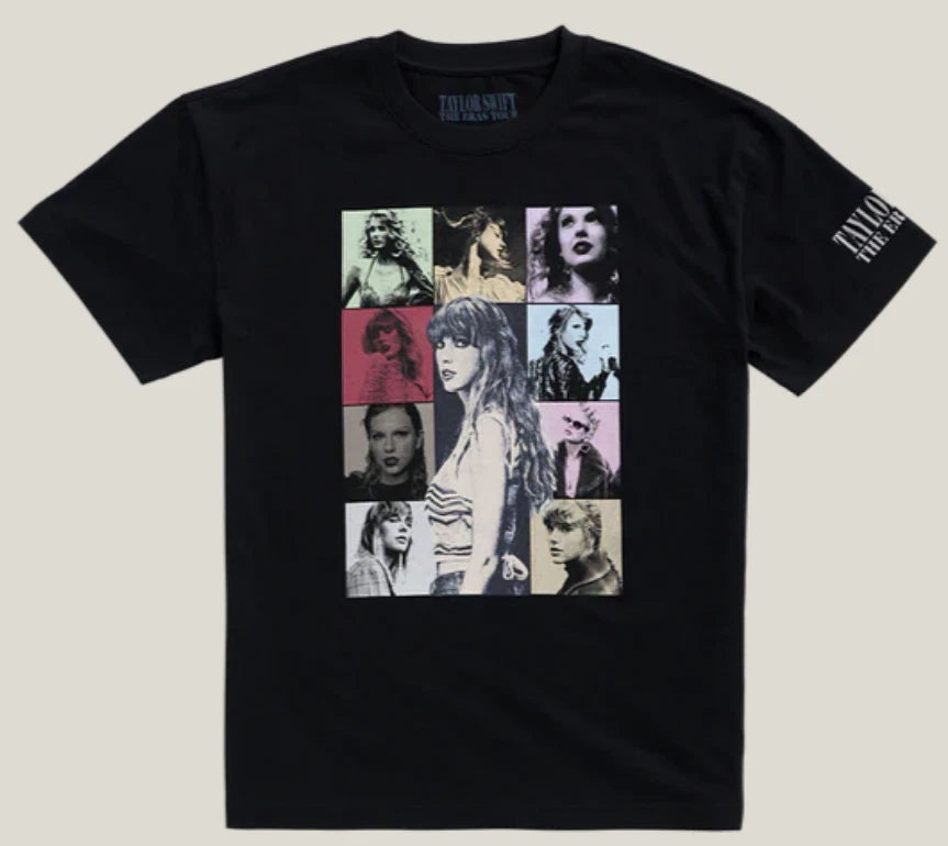Taylor Swift Official Eras Tour Black T-Shirt US & International Tour Dates L