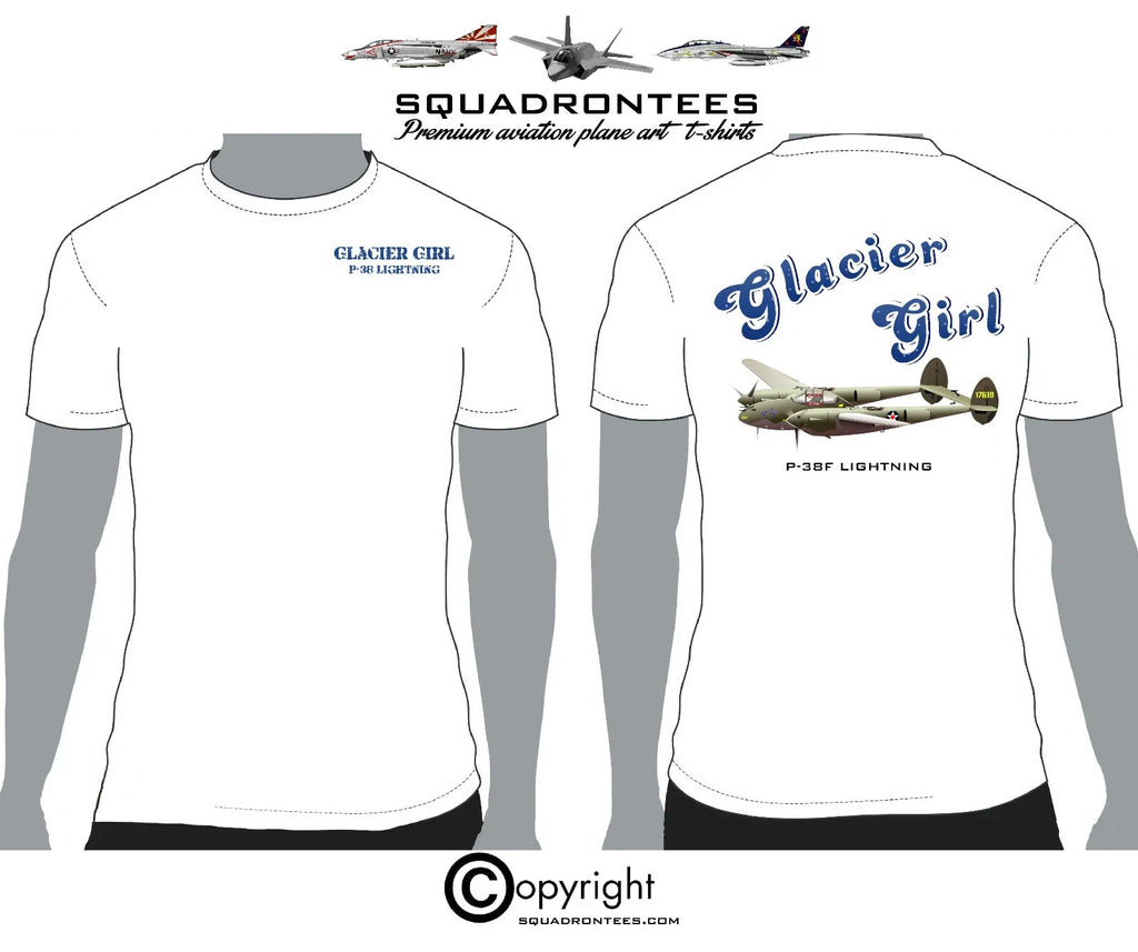 P-38 Glacier Girl -  Premium Plane Art T-Shirt