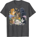 Cat Flower Floral Cute Kitten Vintage Flowers Art Cat Lover T-Shirt