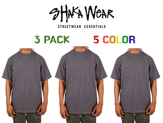 3 pack Shaka Wear Max Heavyweight Cotton Crew Neck Short Sleeve Big Tall T-shirt