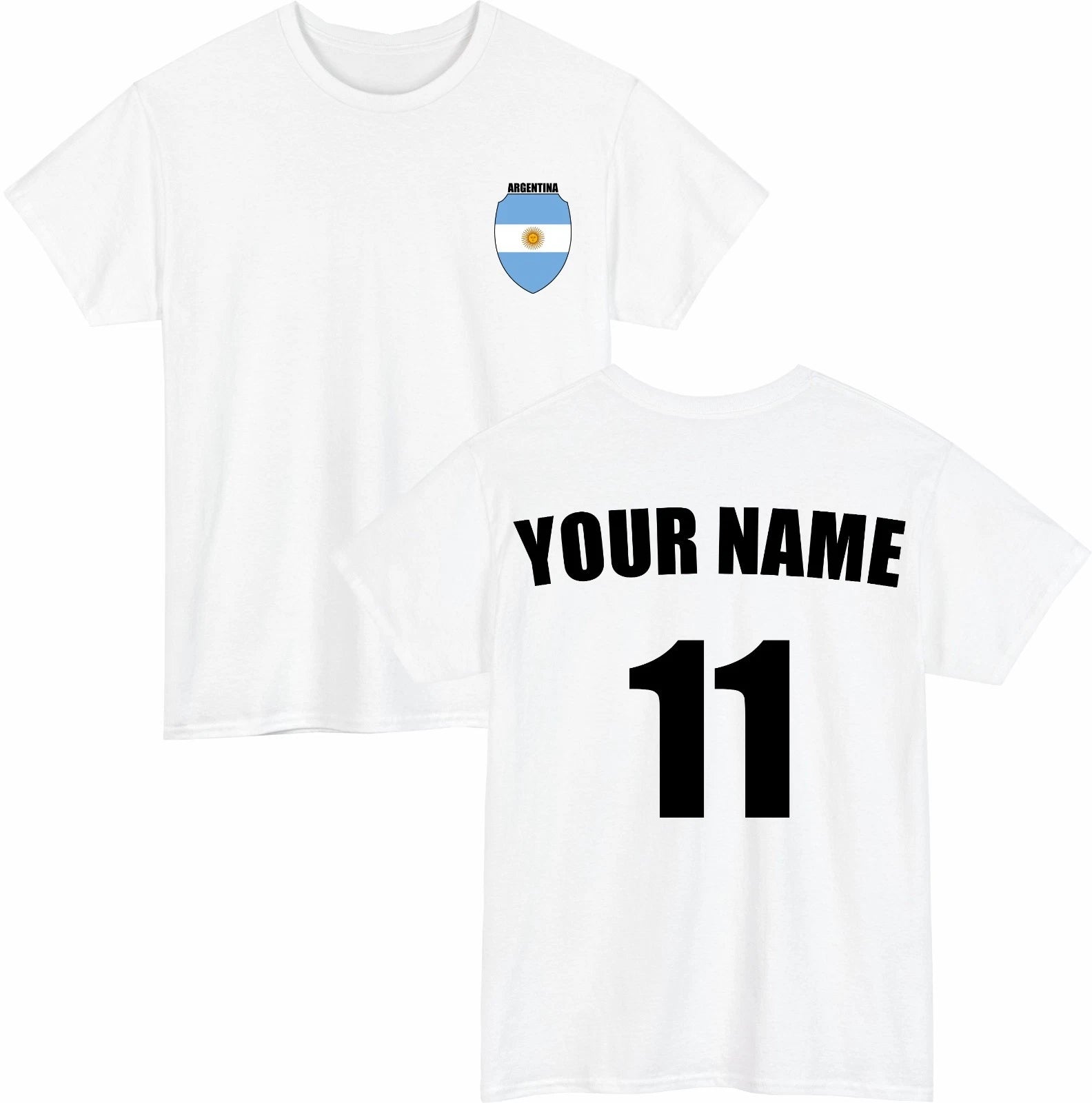 Personalised Argentina Football T-Shirt Custom Name And Number Sports Lover Top