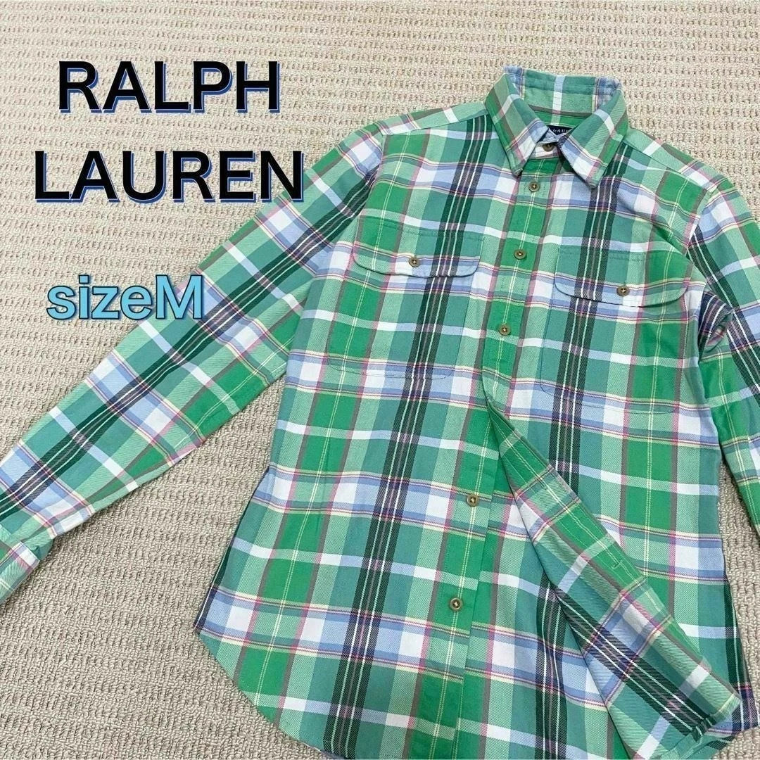 Ralph Lauren Slim Fit Long Sleeve Check Shirt Green Size M Japan