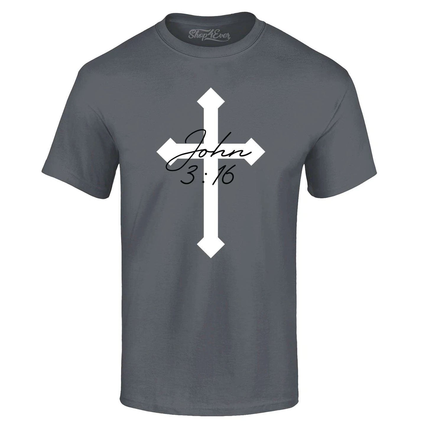 John 3:16 Bible Verse Script Cross T-shirt Religious Shirts