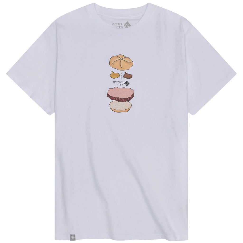 Bavarian Caps T-Shirt Bavarian Burger White Organic Cotton Print Regular Mens