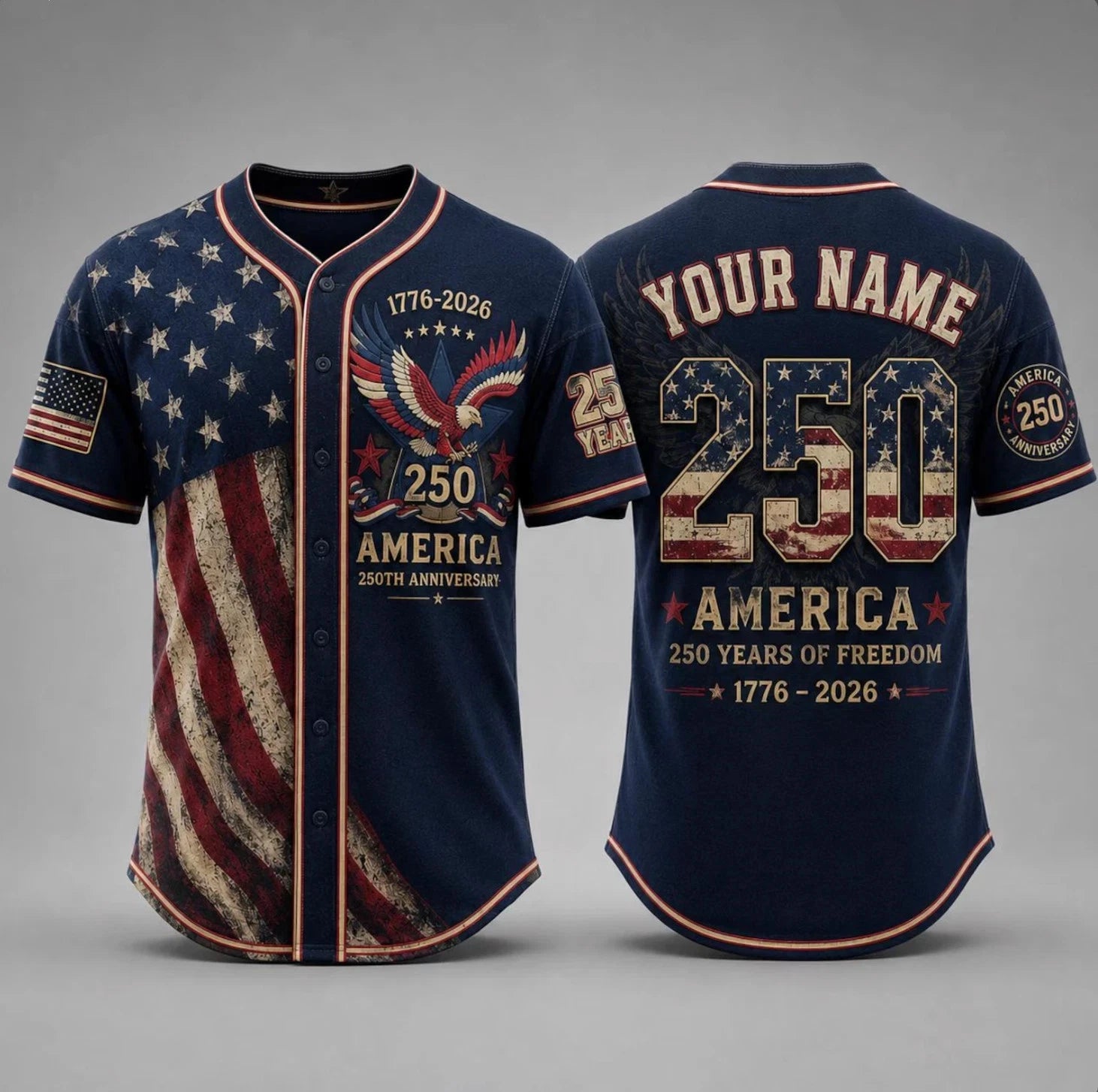 America 250th Anniversary Baseball Jersey, Custom Name Jersey, 4th of July Gift