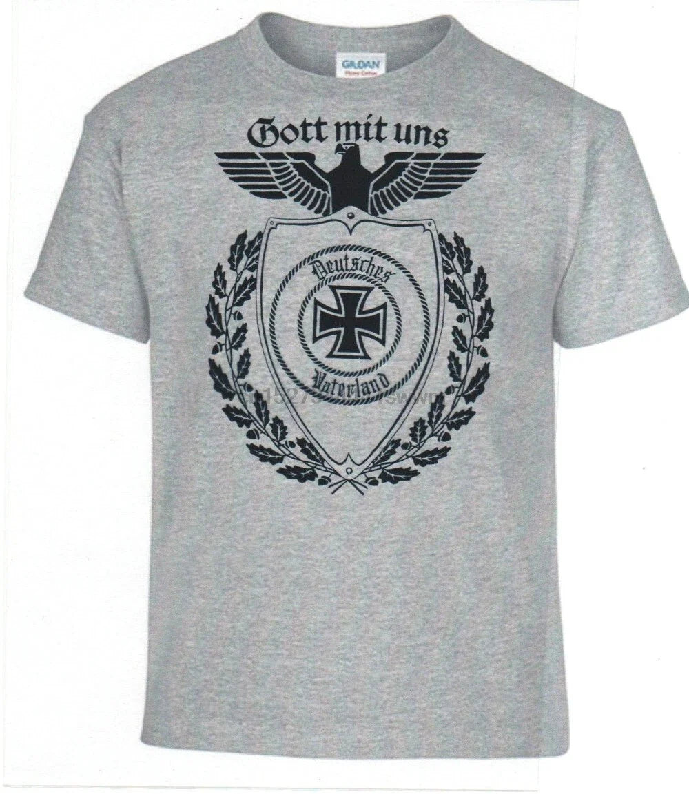 WW2 WWII German Military Eagle T shirt Deutsches Vaterland GOTT MIT UNS!