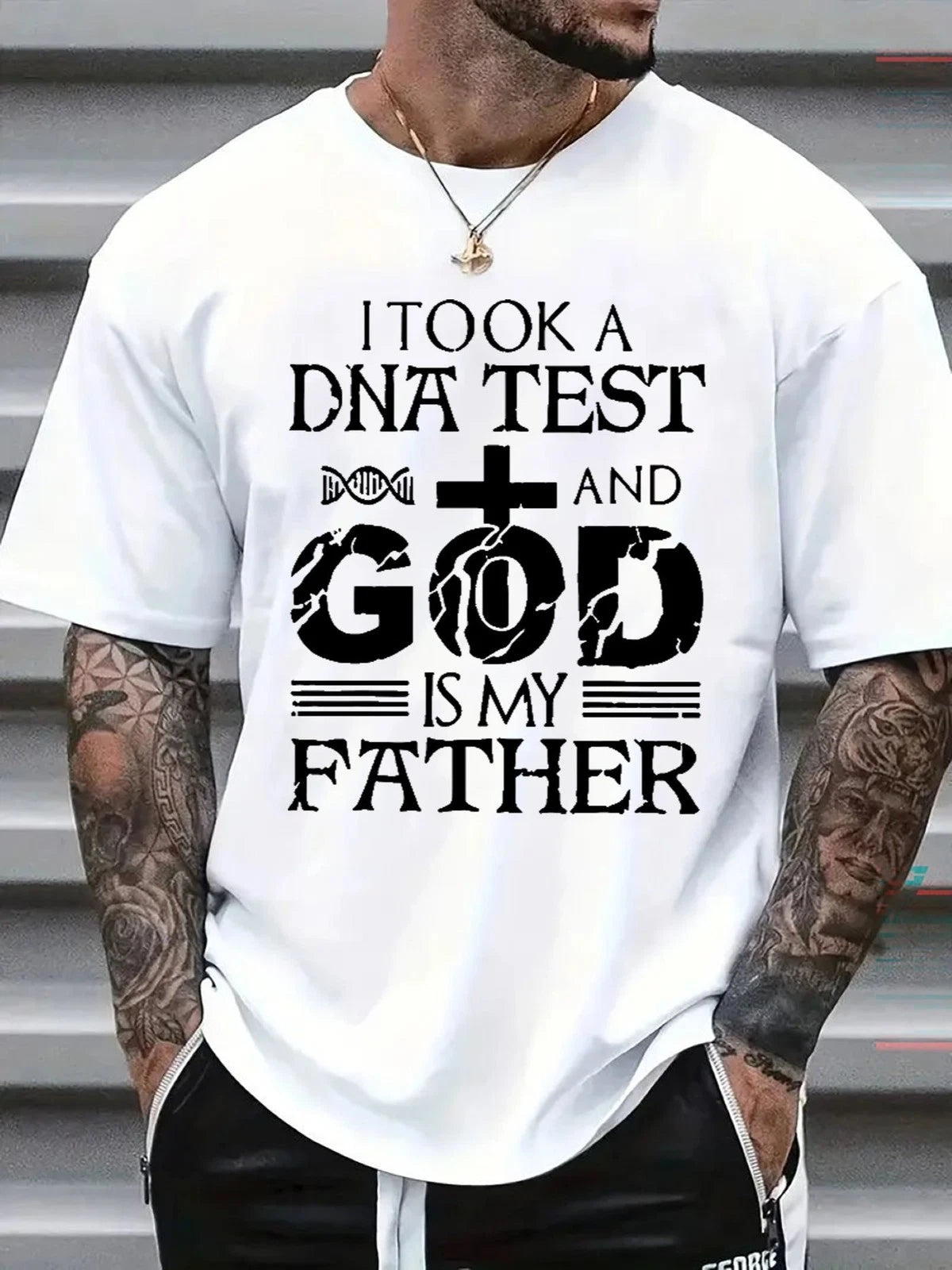 God Is My Father T-Shirt  I Took A DNA Test Christian Faith Graphic Tee Men