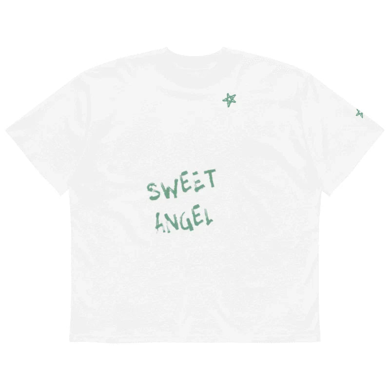 Unisex organic sweet angel + stars kawaii oversized high neck t-shirt