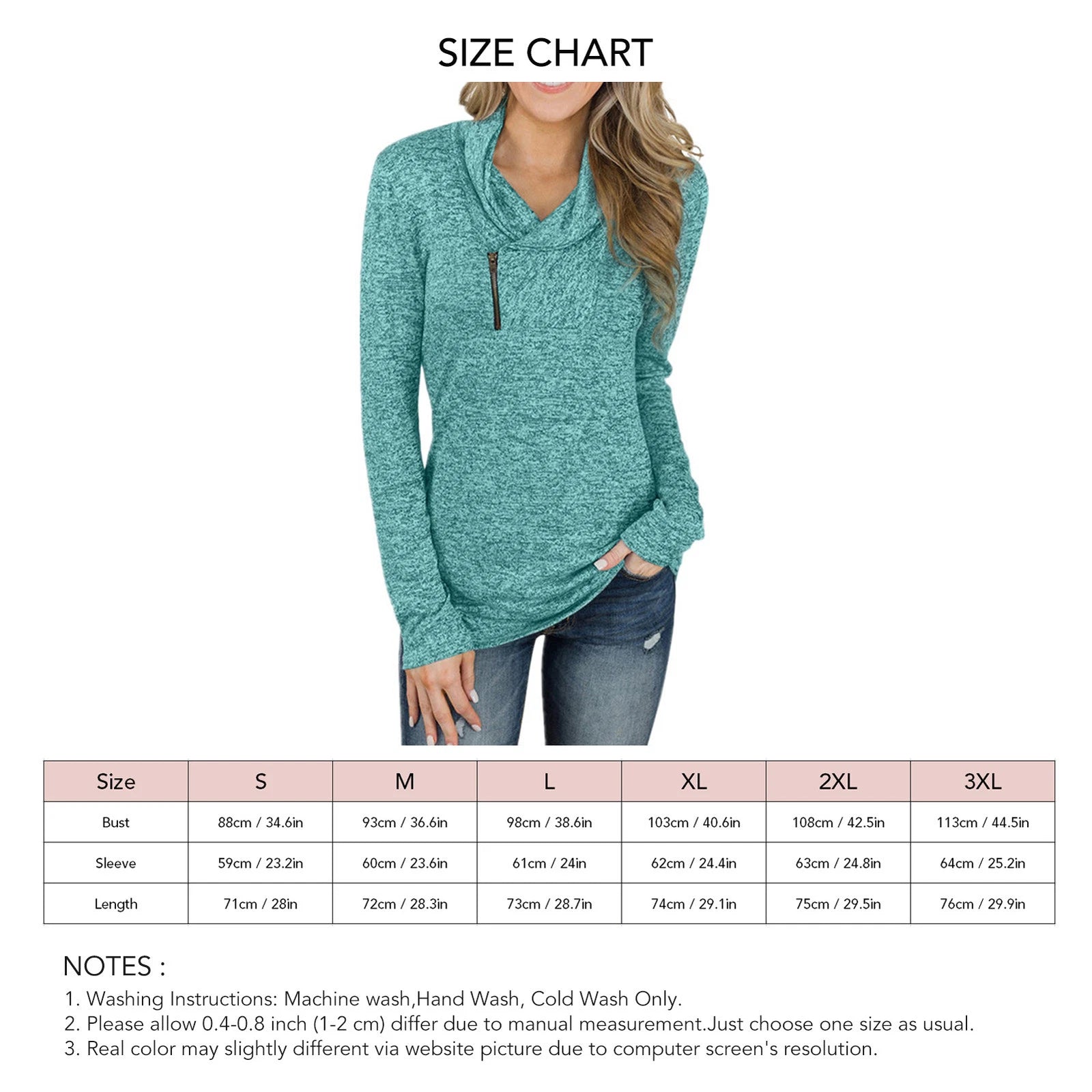 Women Long Sleeve Polyester Top Pullover Slim Fit Shirt With Neck Zipper For IDM