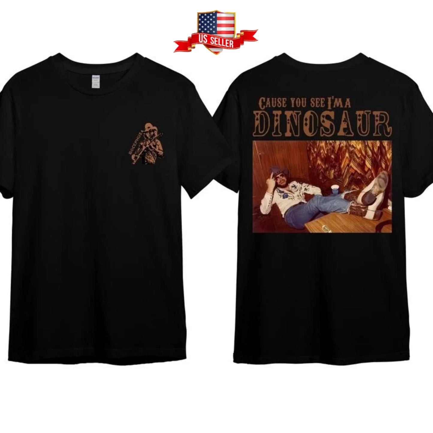 Hank Williams Jr Dinosaur Western Tee, Vintage Country Music Cowboy T-Shirt