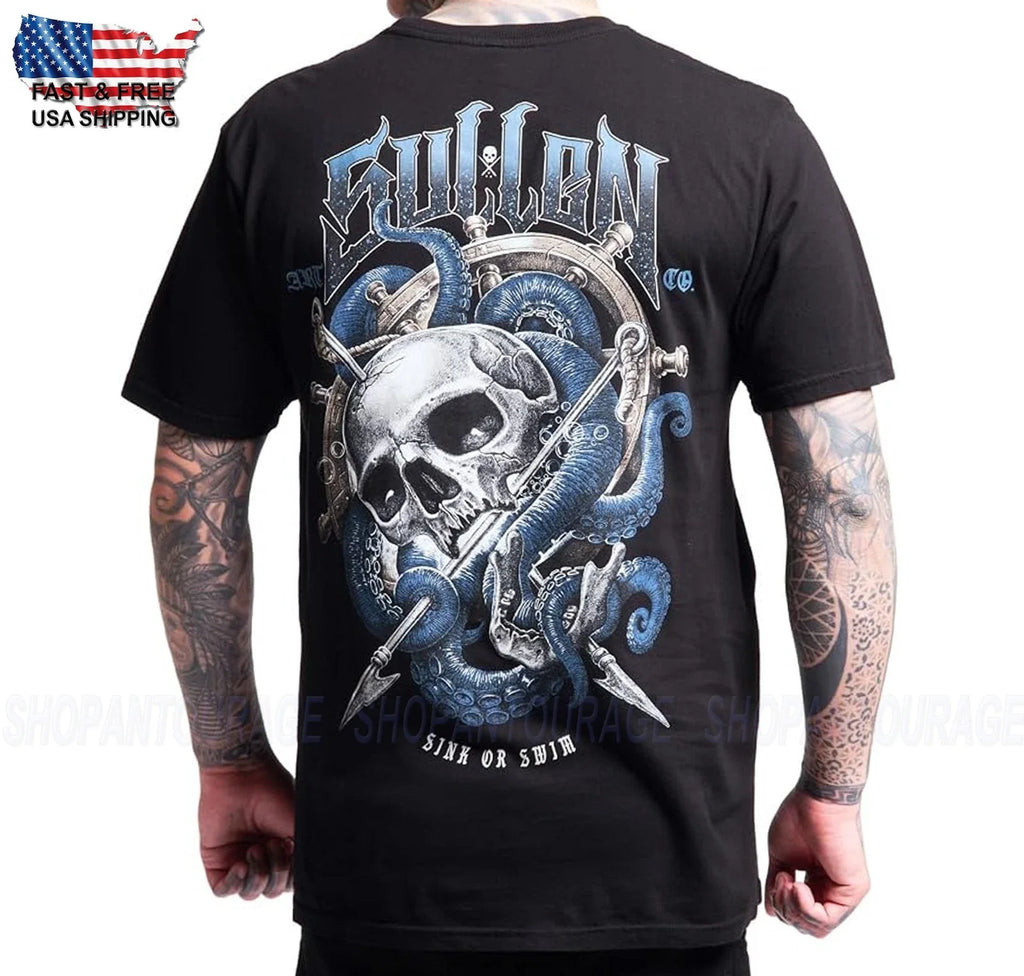 Sullen Art Collective Harpoon Skull Premium SCM8093 Short Sleeve T-shirt For Men
