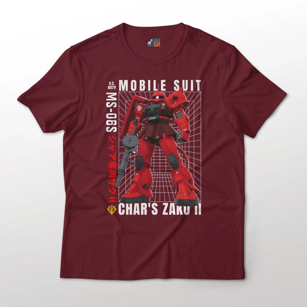 Mobile Suit Gundam Anime MS-06S Char's Zaku II Suit Graphic Art Cotton Tee