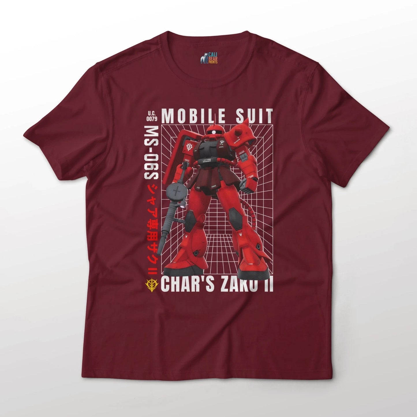 Mobile Suit Gundam Anime MS-06S Char's Zaku II Suit Graphic Art Cotton Tee