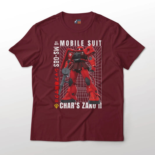 Mobile Suit Gundam Anime MS-06S Char's Zaku II Suit Graphic Art Cotton Tee