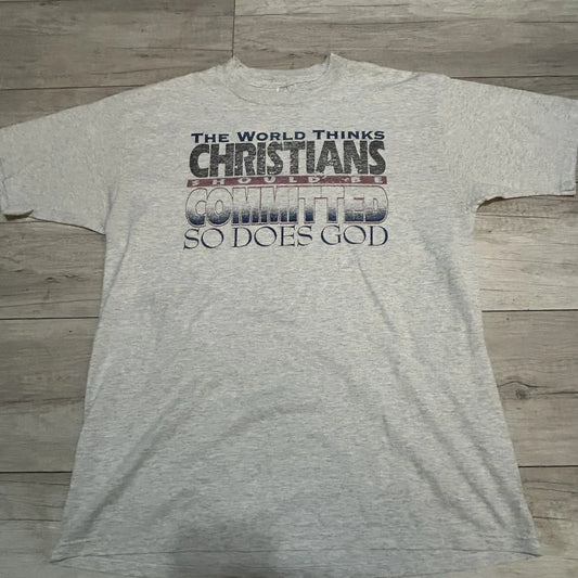 Vintage 1990s Christian Quote Jesus Hanes Heavyweight Men's Size L