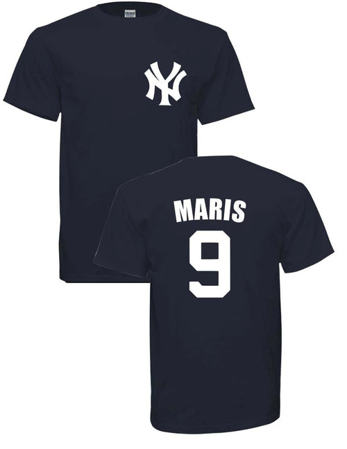 ADULT Roger Maris #9 NEW YORK YANKEES T-SHIRT NAVY or Gray  FREE SHIPPING
