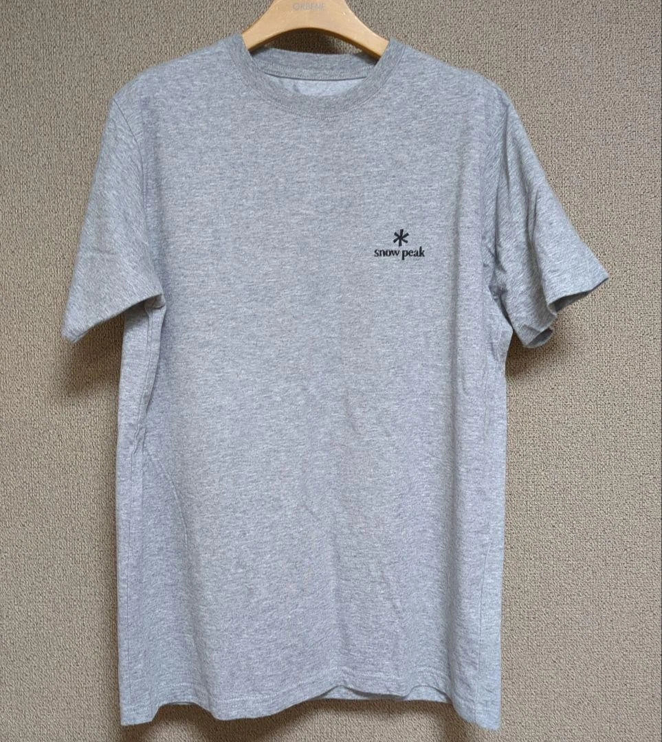 Snow Peak Gray T-Shirt M Simple Logo Cotton Casual Top