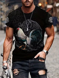 Camiseta Gallo Mexicano Azteca Águila Novedad Moda Manga Corta Hombre Camisa Tee