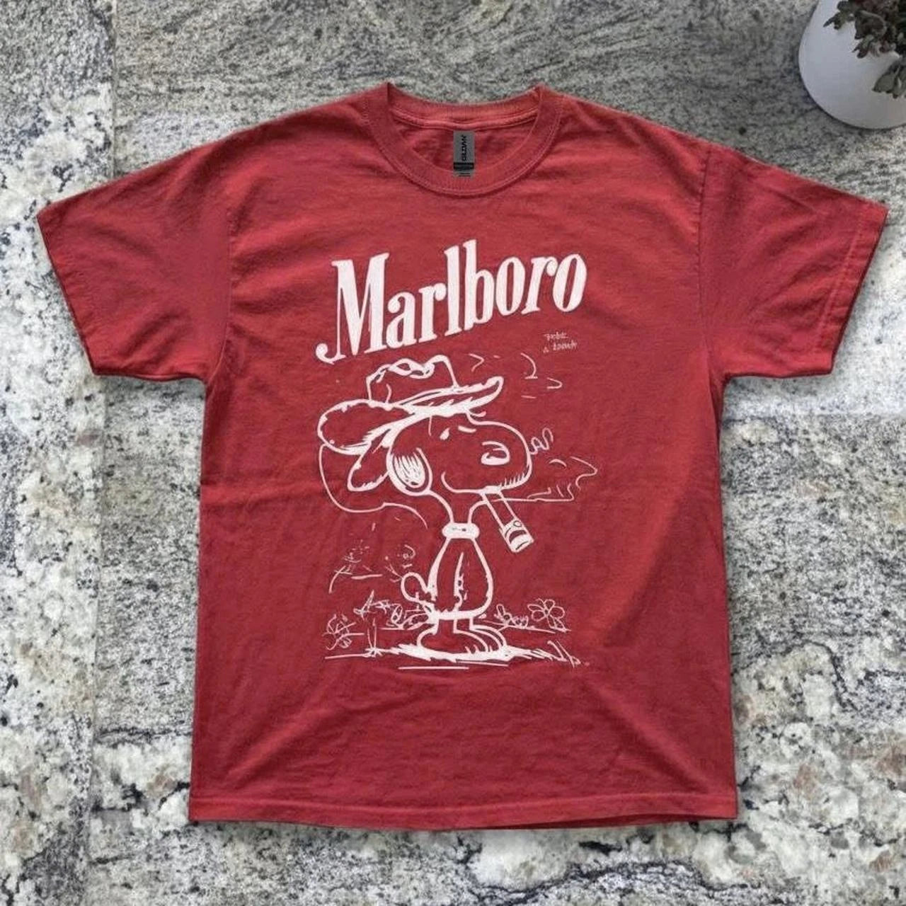 Gildan Red Marlboro Snoopy Graphic T Shirt Vintage Style Reprint Tee S-5XL