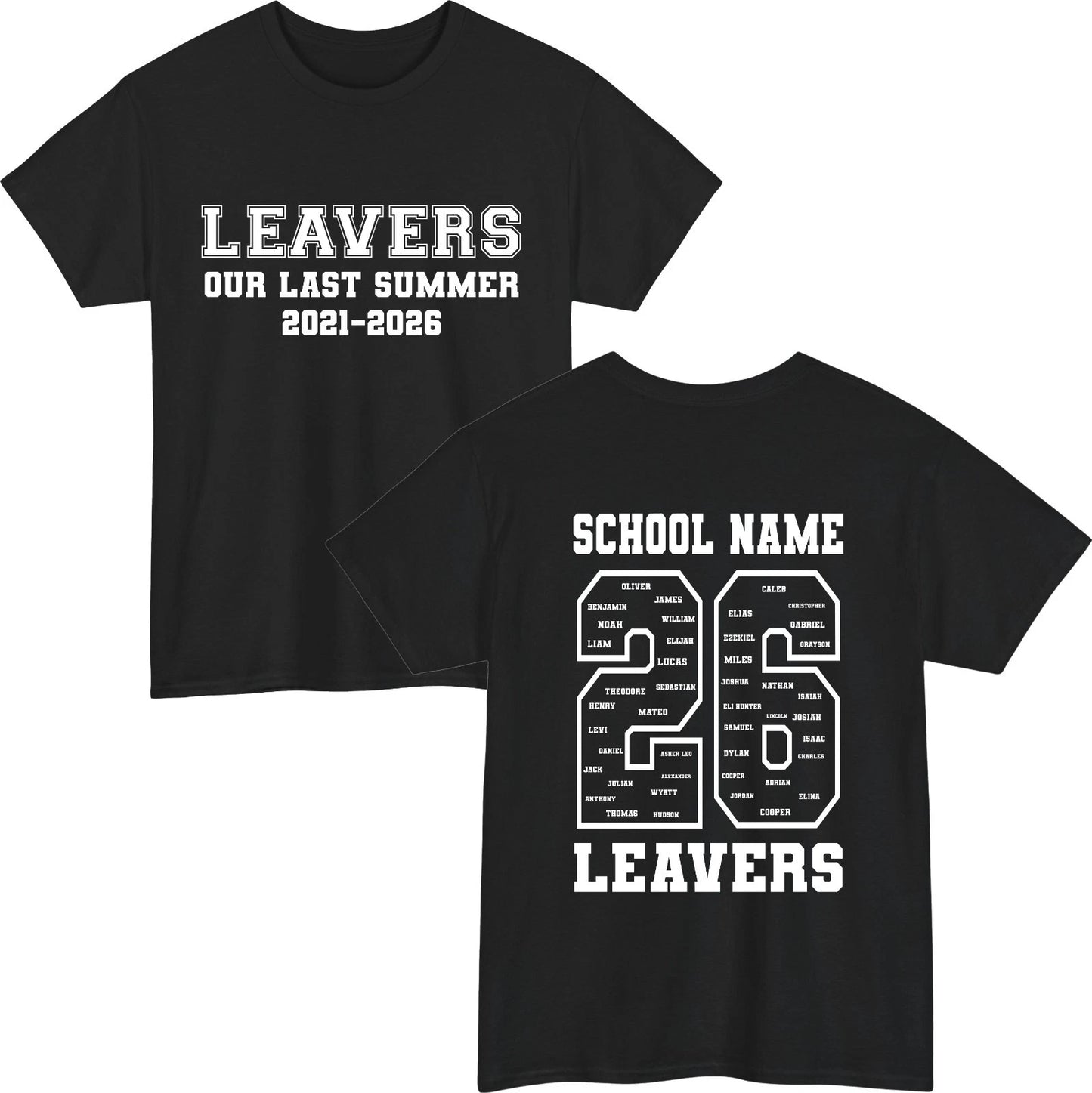 Personalised Leavers 2026 T-Shirt Custom Year School & Names Graduation Gift Top