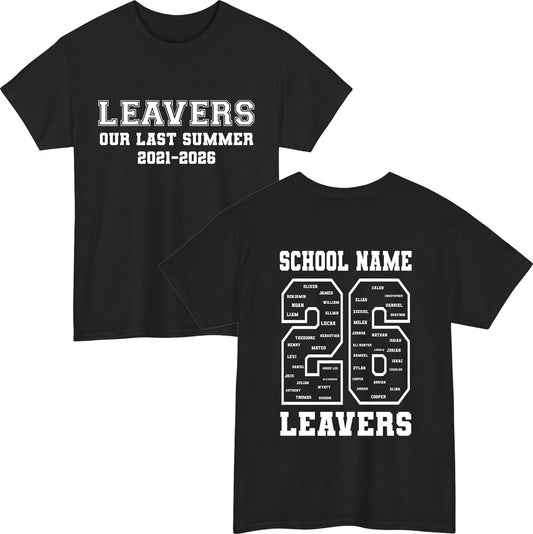 Personalised Leavers 2026 T-Shirt Custom Year School & Names Graduation Gift Top