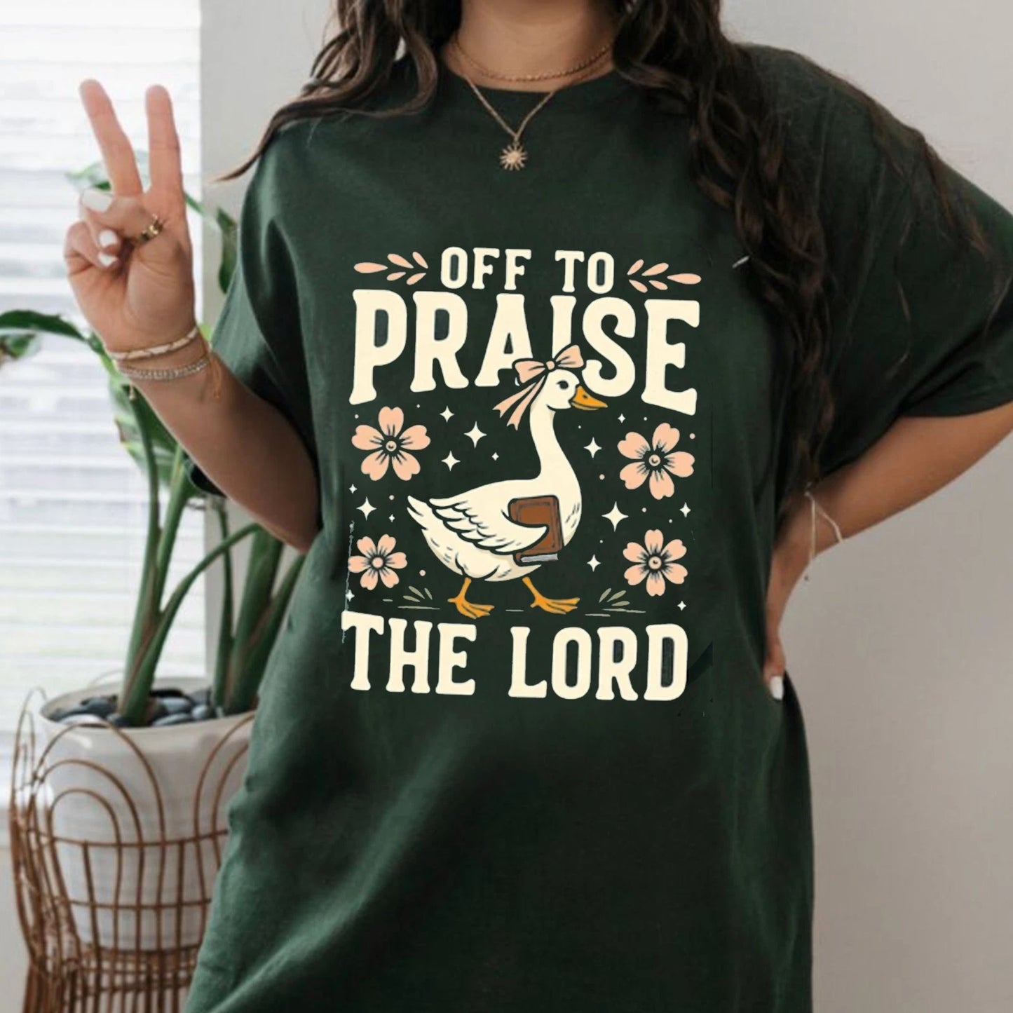 Off to Praise the Lord shirt, Bible Verse Christian Tee, Faith Goose Shirt