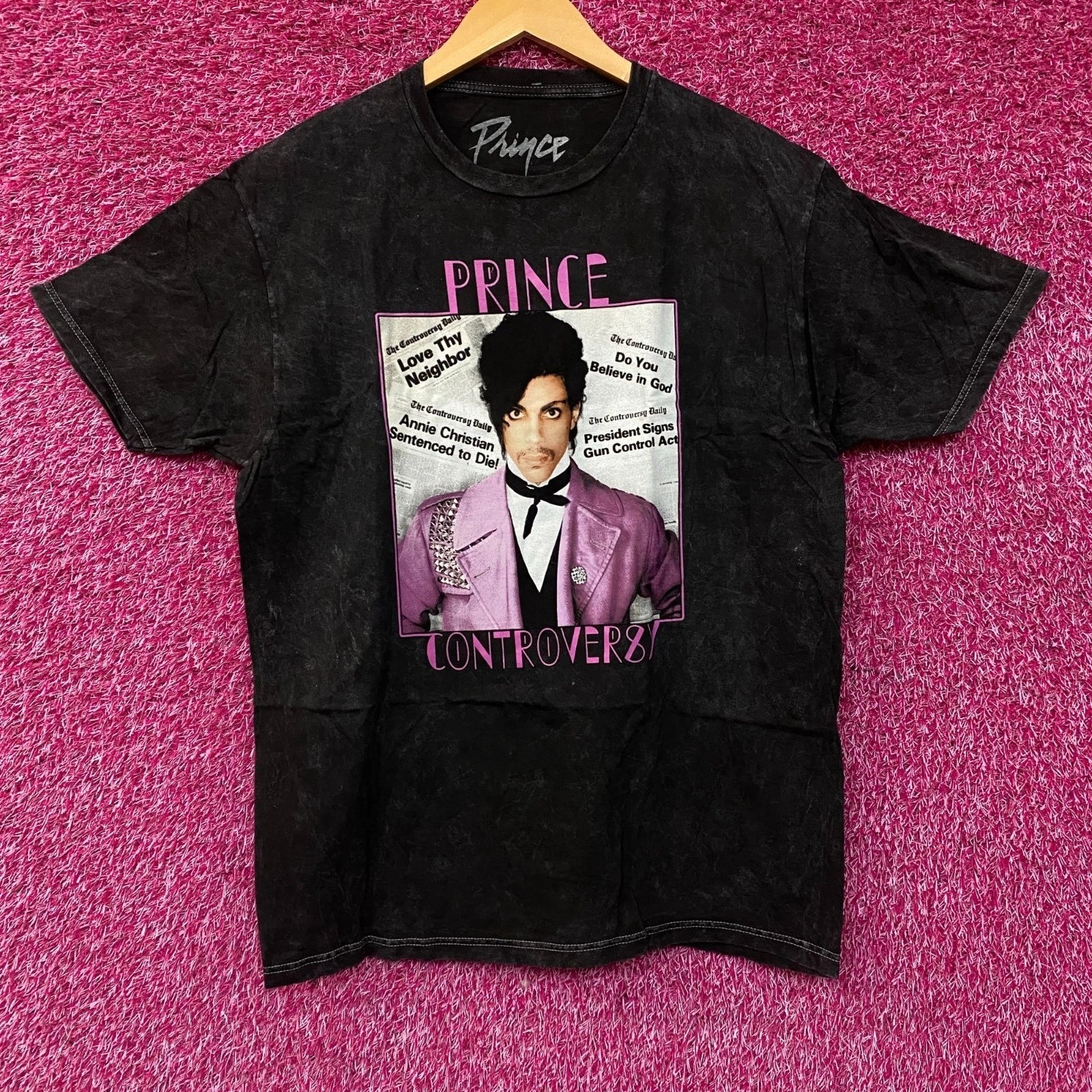 Prince Controversy Washed Acid-Wash Graphic T-Shirt Large