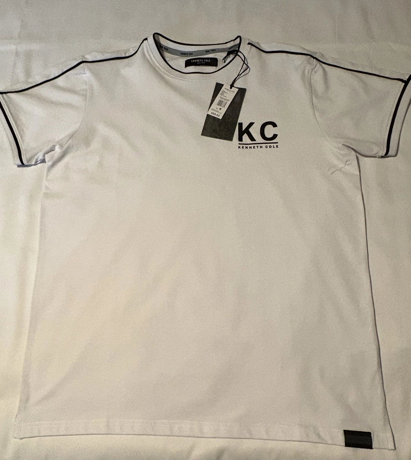 Kenneth Cole Men's City Dweller Logo T-Shirt Crew Neck Cotton Black White Short…