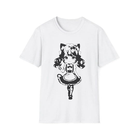 Kawaii Catgirl Maid Anime T-Shirt Chibi Maid Cute Graphic Soft Cotton Tee