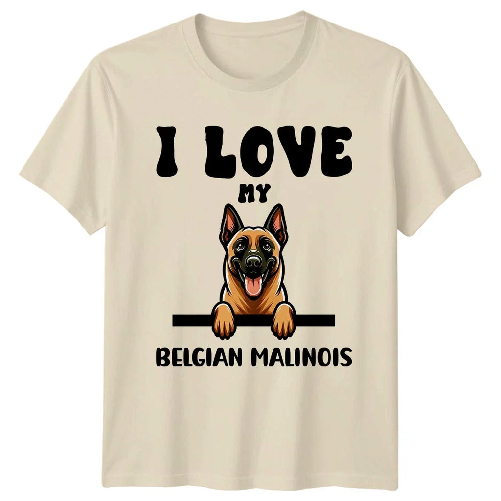 I Love My Belgian Malinois T-Shirt Dog Owner Birthday Gift For Him And Her