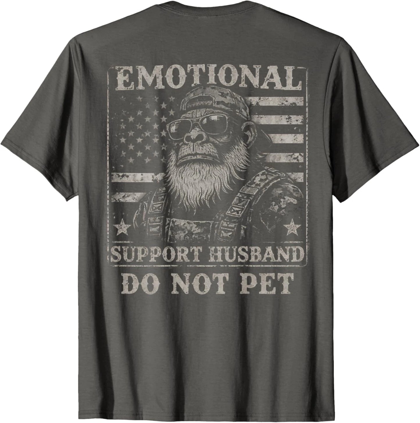 Emotional Support Husband Do Not Pet Funny Monkey (ON Back) T-Shirt
