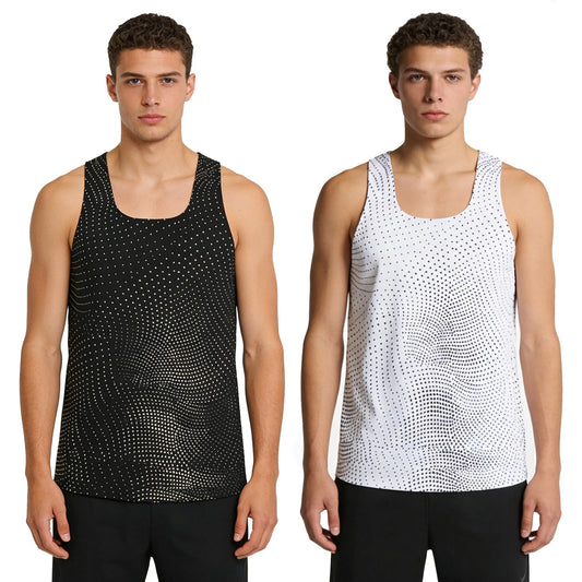 Men Tops Regular Fit Vest Trendy Streetwear Summer Shirts Square Neck Clubwear