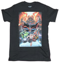 Justice League Mens  T-Shirt - Full Team Under The Eyes of Darkseid