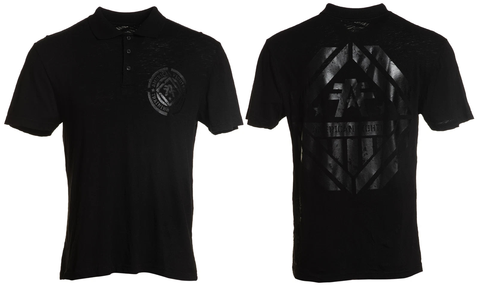 AMERICAN FIGHTER Men's Polo Shirt AVERETT Black Athletic Biker MMA S-3XL