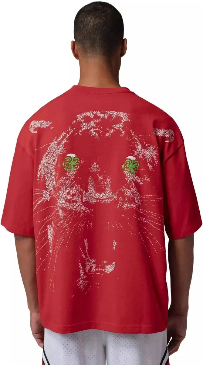 NWT Nike Air Jordan Men's Oversized 23 Black Cat Shirt Red Size Large