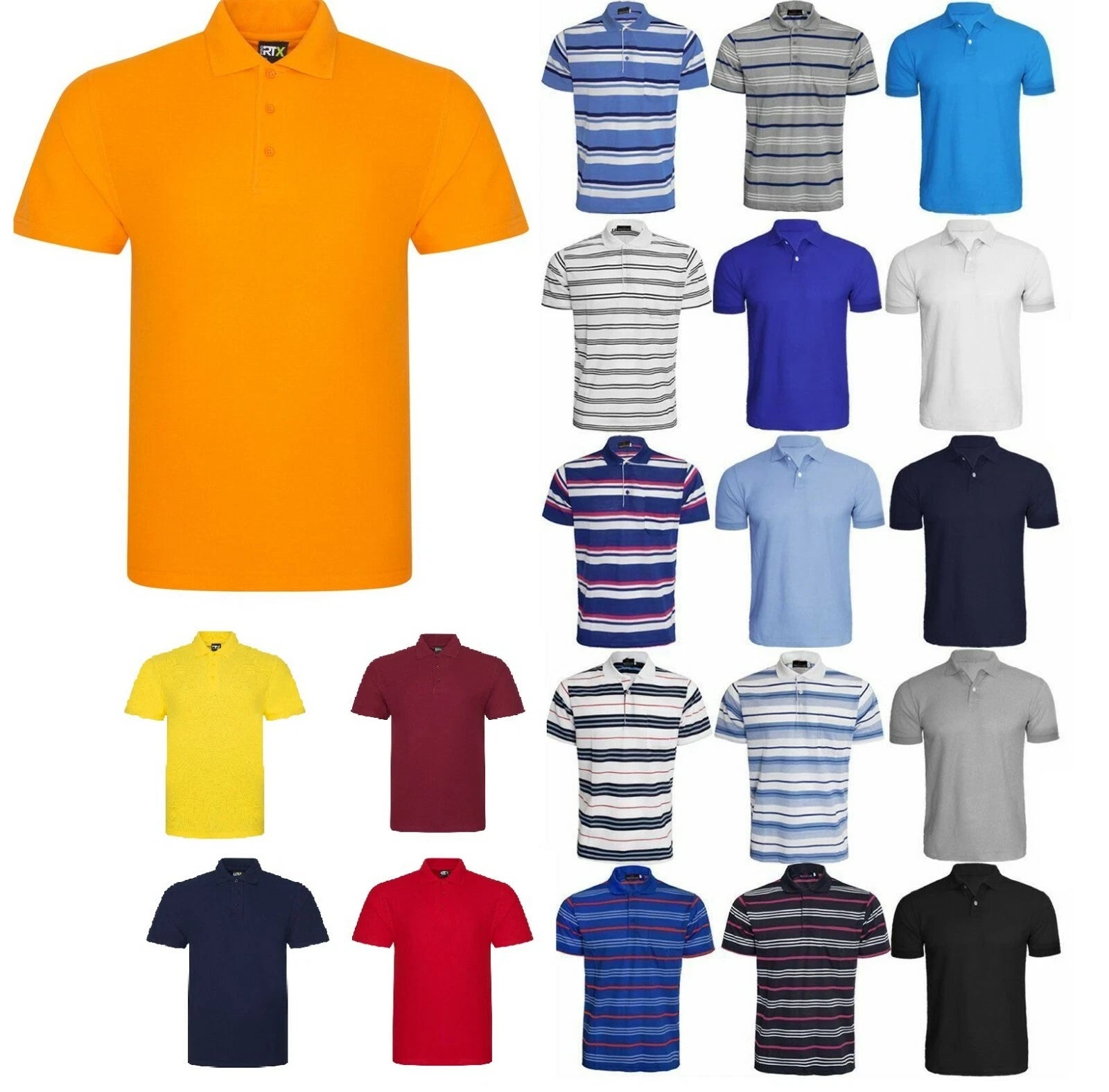 RW MENS PLAIN POLO SHIRT SPORTS GOLF CASUAL TOP EXTRA SMALL TO 7XL RX101