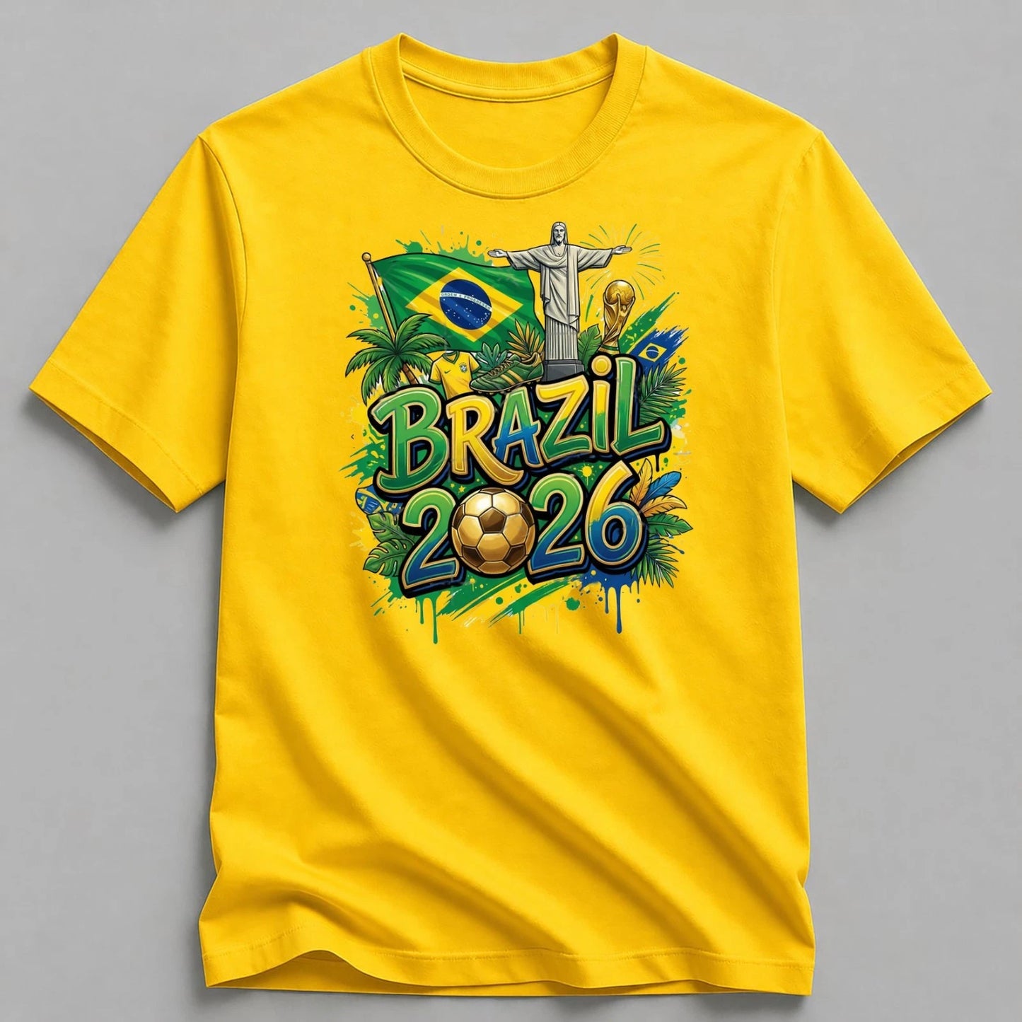 Fifa World Cup 2026 T-Shirt Soccer Graphic Tee USA Football Fan, Brazil 2026