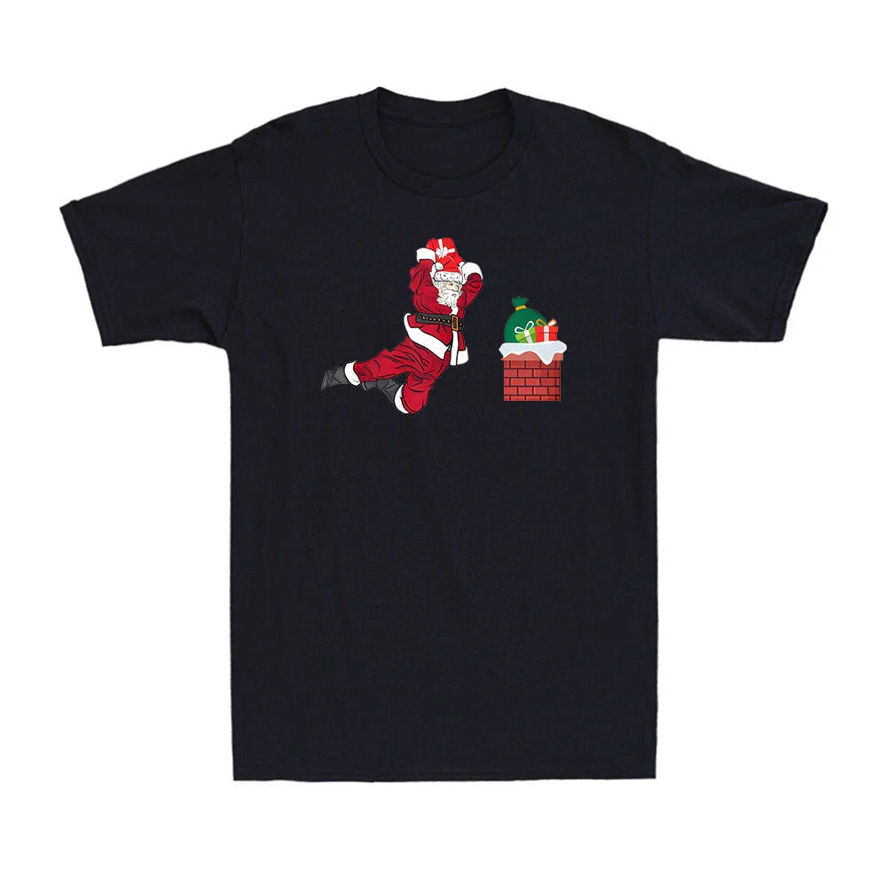 Merry Christmas Santa Claus Chimney Deliver Gift Funny Novelty Men's T-Shirt