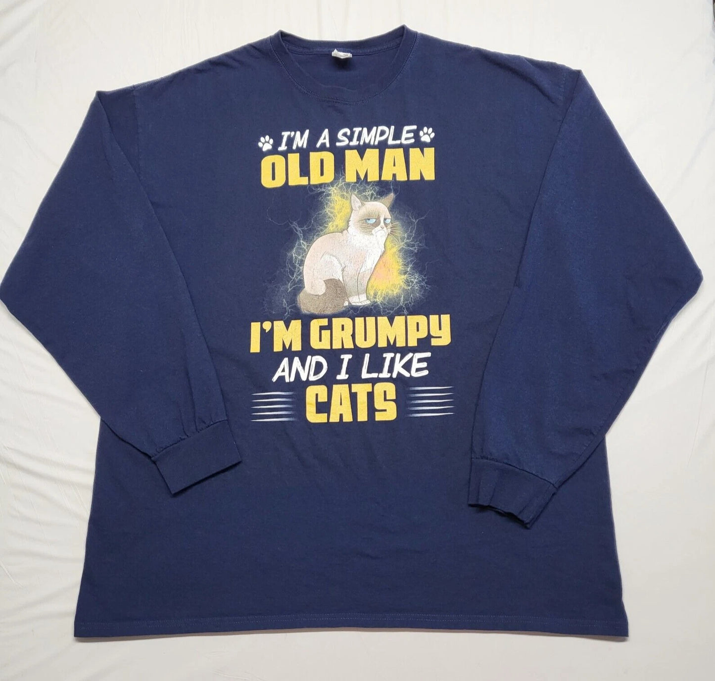 Grumpy Cat T Shirt 2XL Im A Simple Old Man Long Sleeve Grandpacore Cotton