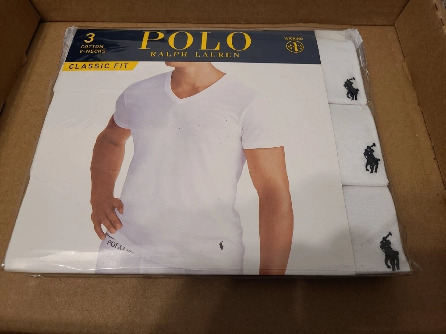 Polo Ralph Lauren Classic Fit White V-Neck Undershirt T-Shirts 3 Pack Small