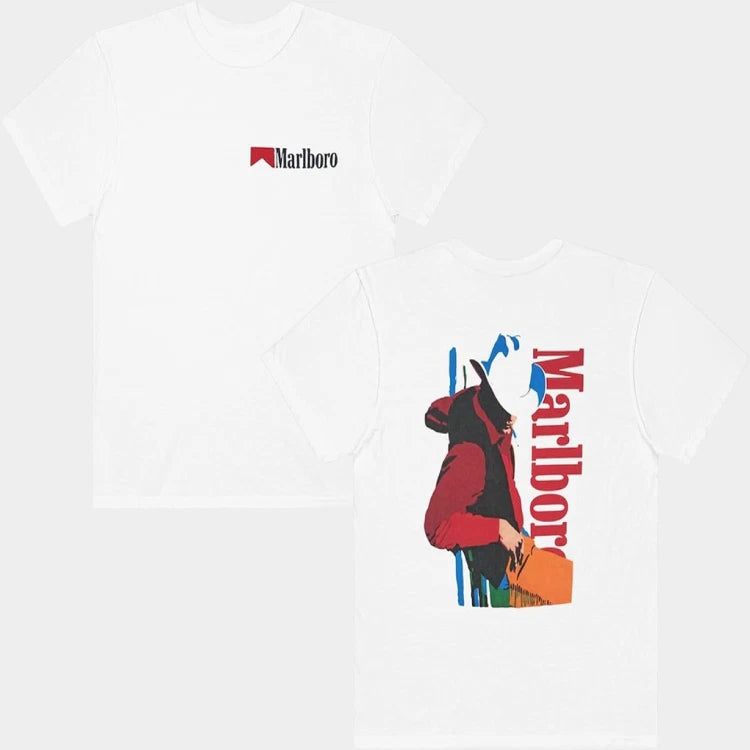 Marlboro Vintage T Shirt Red Logo Graphic Tee Motorsport 90s Style S-5XL