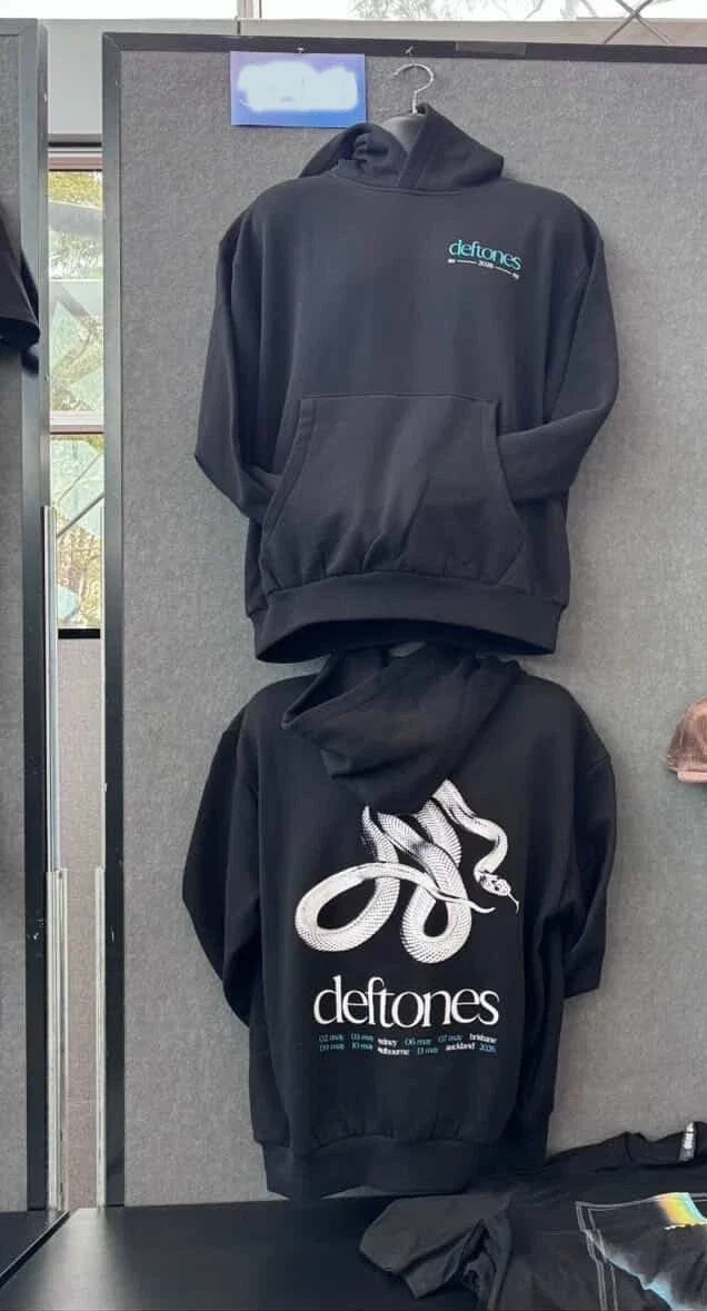 Deftones Australia NZ Tour 2026 Green Snake Graphic Hoodie, 2 sides