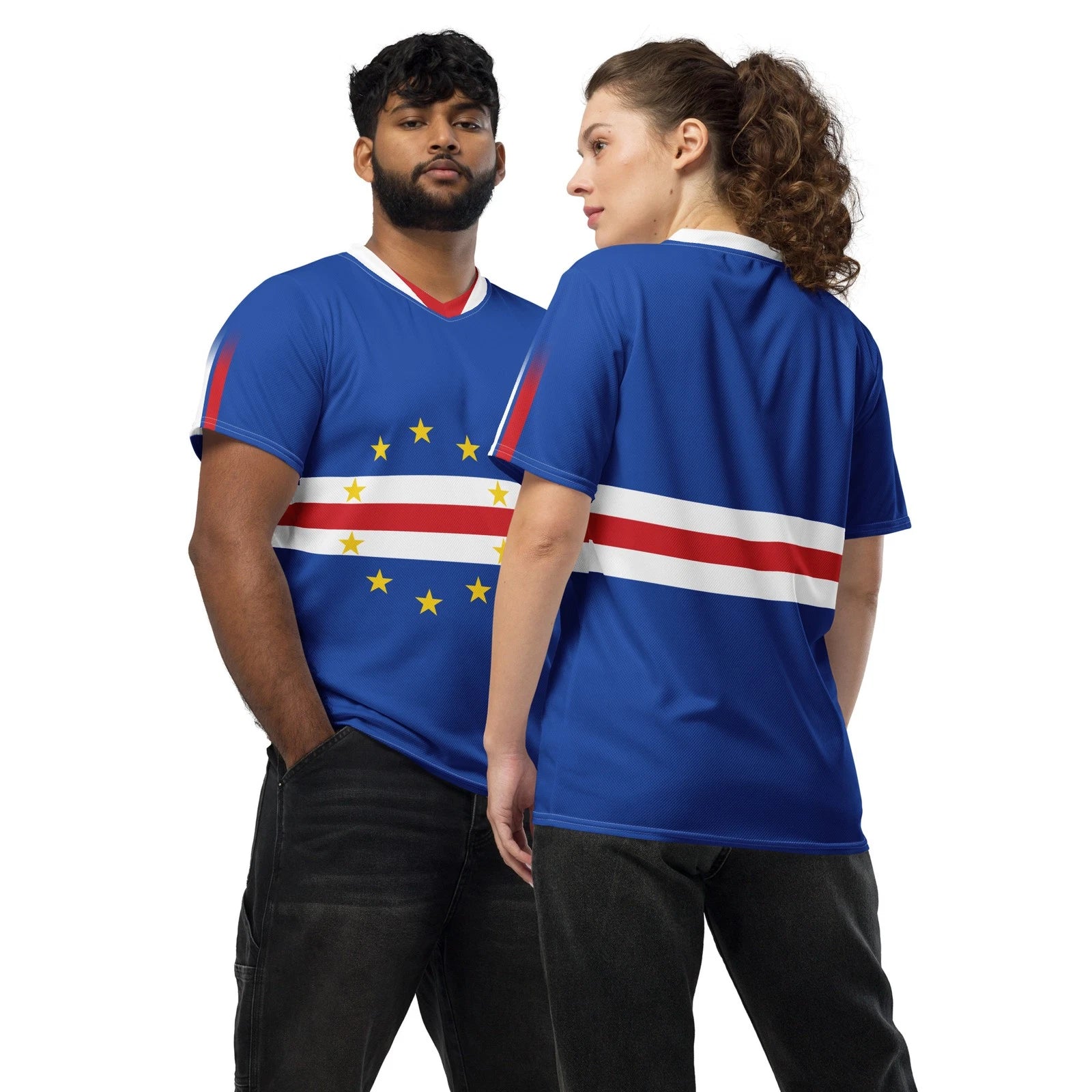 Cabo Verde Flag Sports Jersey, Unisex Adult Cape Verde Eco Friendly Shirt