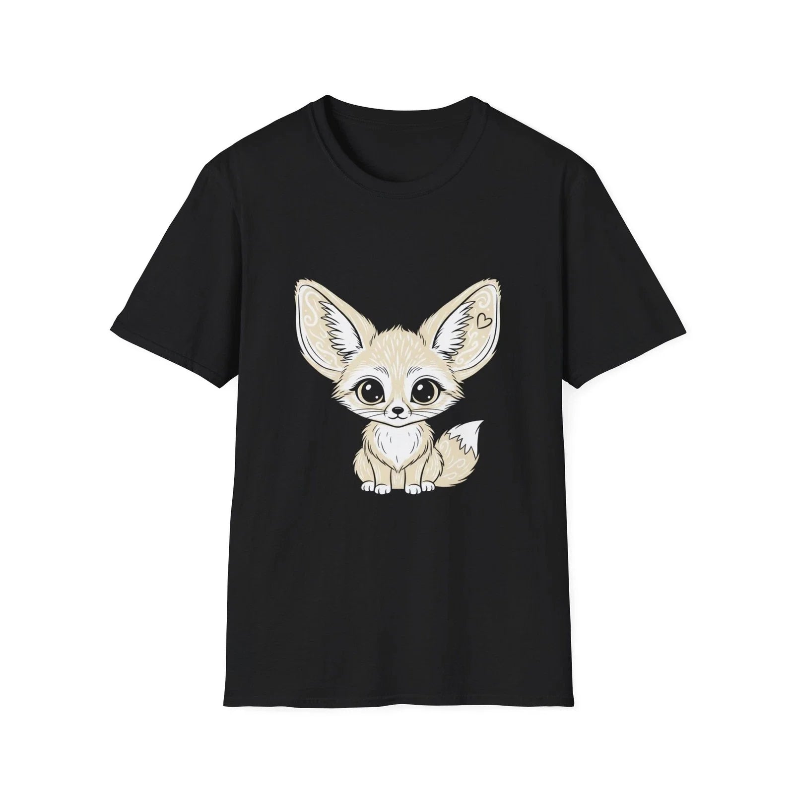 Fennec Fox Cute Cartoon Kawaii Black Tee Anime Graphic T-Shirt
