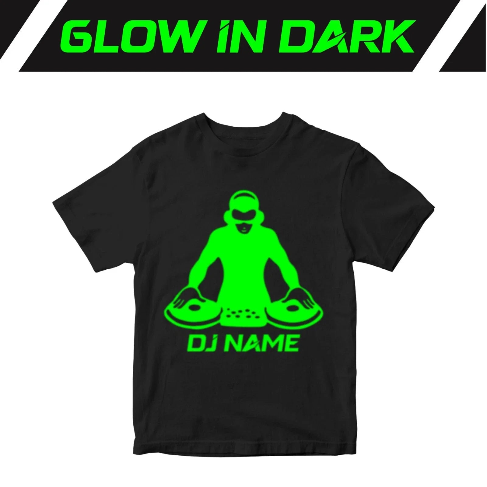 Personalised DJ Name T-shirt Glow in The Dark Halloween Party Friends Gifts