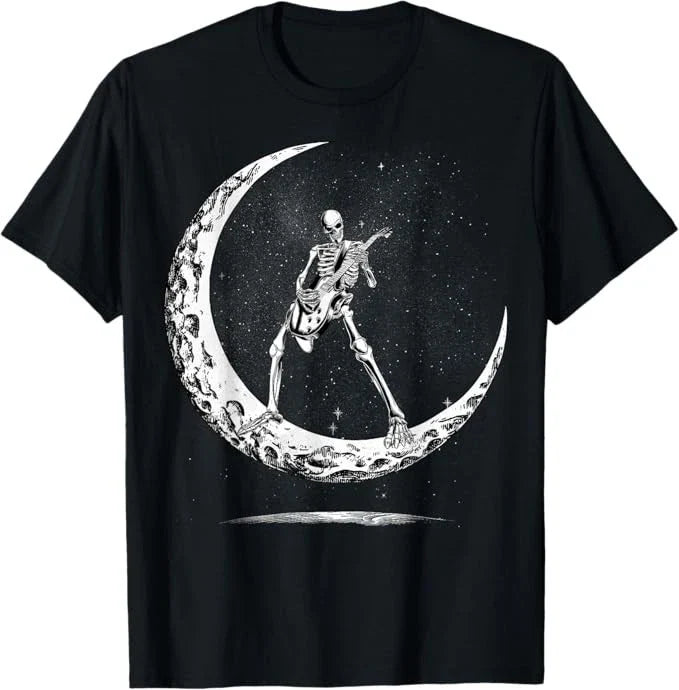 Skeleton Playing Guitar Rock And Roll Band Halloween Men Kid T-Shirt